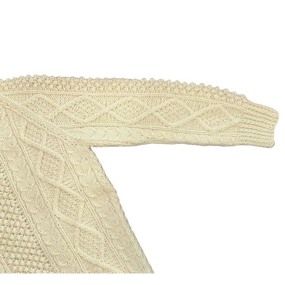 Vintage Bonner of Ireland Wool Cream Hand Knit Fisherman Sweater - Picture 3 of 5